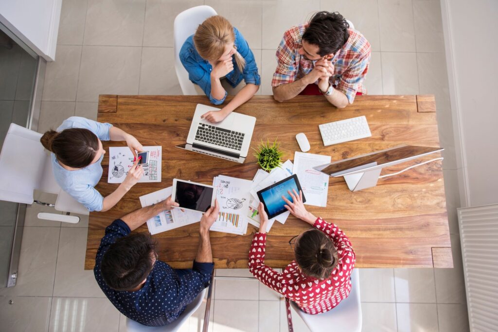 recruiting team working in an office