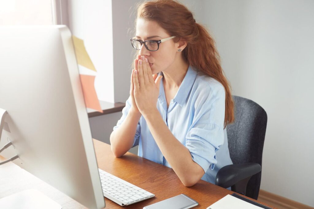 HR woman working with her computer