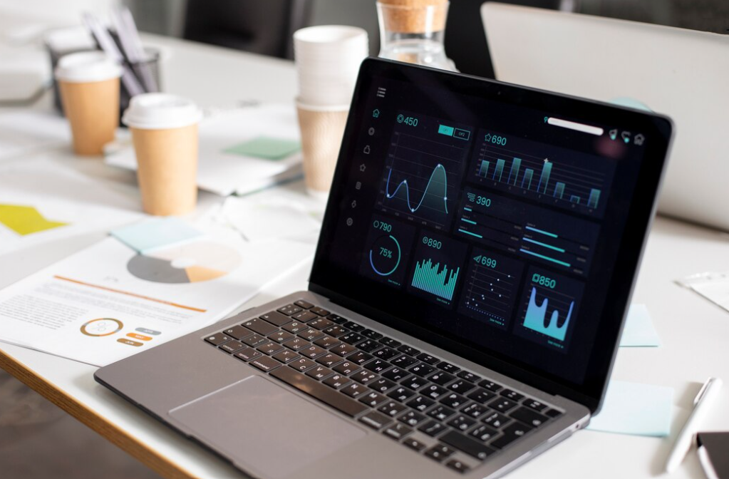 Laptop showing Data Science graphs